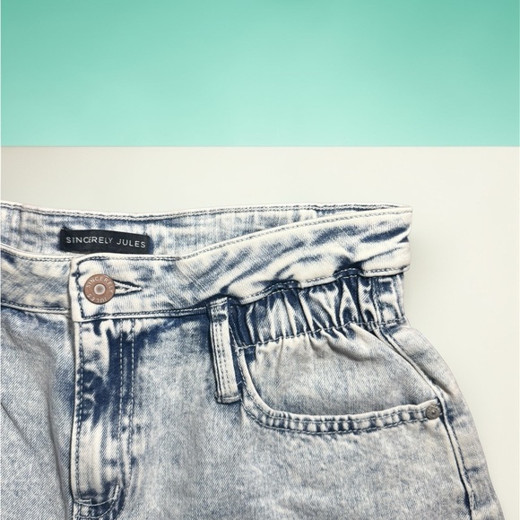 Sincerely Jules Light Blue Paper Bag Jean Shorts - Picture 2 of 3